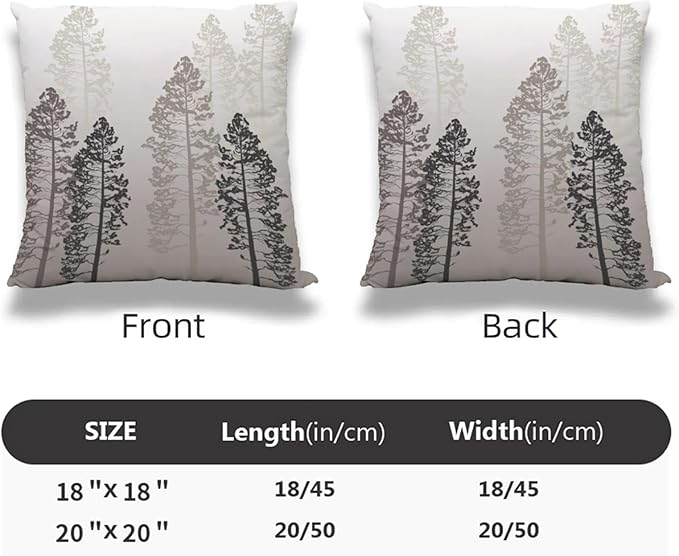Grey Tree Pillow Covers 20x20 Inch Set of 2 Forest Gray Beige Throw Pillow Cover Nature Pine Trees Square Pillowcase Cushion Cases for Home Couch Bed Sofa