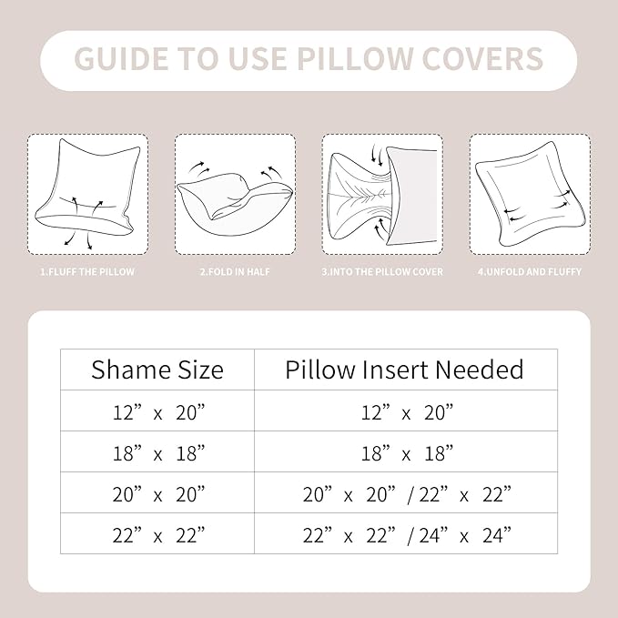 Faux Fur Throw Pillow Covers(Pack of Two, Beige White) 22×22 Inch Decorative Pillows Cover Neutral Soft Chenille Couch Pillows with Zipper Aesthetic for Living Room and Bedroom