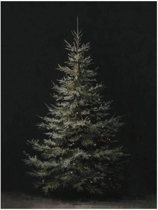 Moody Christmas Wall Art Prints,Dark Christmas Tree Poster,Rustic Winter Decor,Holiday Cottagecore Artwork,Dark Academia Winter Prints