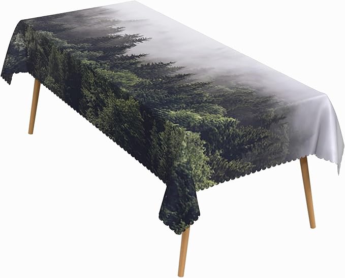 60x102 Inch Nature Rectangular Tablecloth Wild Woodland Tree Table Cloth Waterproof Durable Table Cover for Holiday Picnic Outdoor BBQ Decor