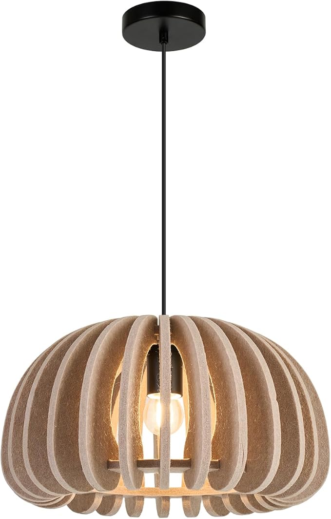 Pendant Light with Felt Lampshade, Modern Hanging Lamp Fixture, DIY Acoustic Pendant Light Chandeliers for Kitchen Island, Living Room, Dining Room, Bedroom, Office (D13.7"x7.8")