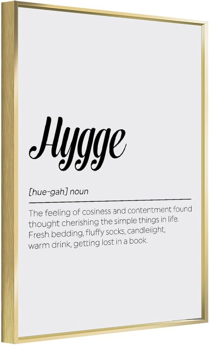 Hygge Definition Print, Family Poster, Bedroom Printable Wall Art, Living Room Typography Quote, Home Decor Poster Wall Art Bedroom Decor Office Room Kitchen Decor Aluminum Gold-style 16x24inch(40x60