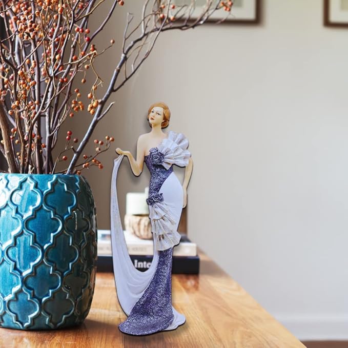 Comfy Hour Glamour Elegance Victorian Style Lady Collection Elegant Slim Lady Lifting Up Skirt Collectible Figurine, 13-inch Height, Gray & White, Polyresin