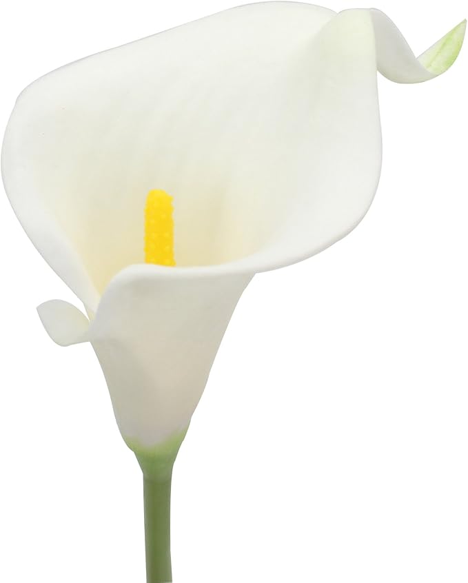 Duovlo 20pcs Calla Lily Bridal Wedding Bouquet Lataex Real Touch Artificial Flower Home Party Decor (White)