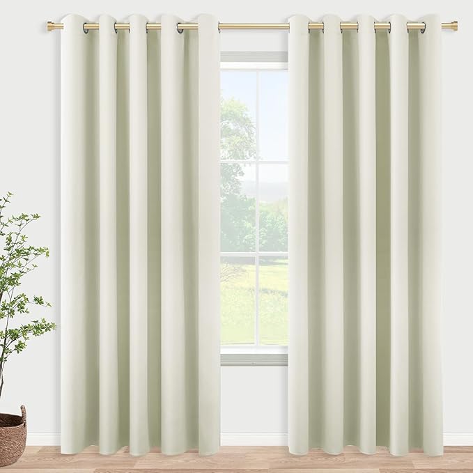 KOUFALL 90 Inch Curtains for Living Room,Extra Wide 72 in Width 72x90 Grommet 2 Panel Set 60-70% Blackout Window Treatments