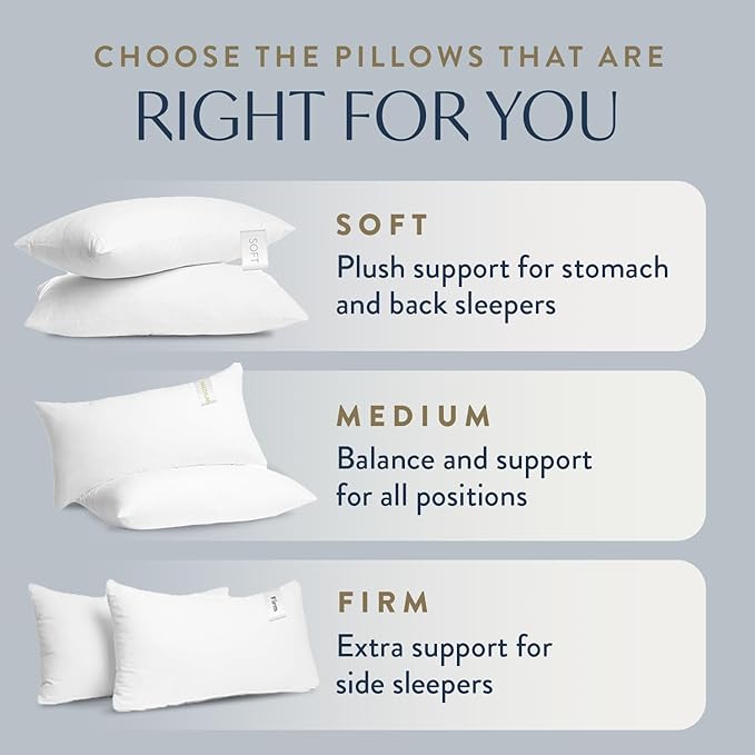 Digital Decor 100% Cotton Luxury Hotel Pillows Queen Size Set of 2, Cooling Down Alternative Bed Pillows for Sleeping, Hypoallergenic Soft Pillows for Side & Back Sleepers, Made in USA, 30" x 20"
