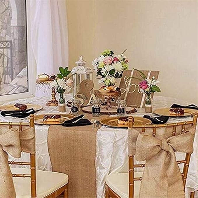Jute Burlap Table Runner-12'' Wide x 10 Yards Long Burlap Fabric Roll Perfect for Weddings, Table-Runners, Decorations & Crafts.