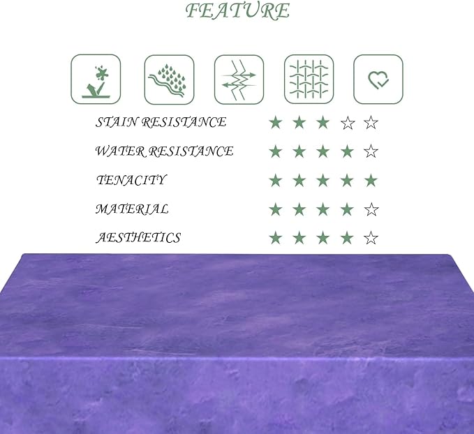 54x70 Inch Abstract Art Rectangular Tablecloth Watercolor Stained Purple Texture Table Cloth Waterproof Durable Table Cover for Kitchen Dining Home Party Studio Decor