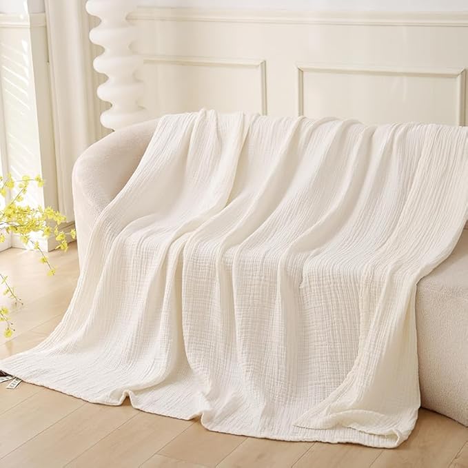 Throw Blanket for Bed 100% Cotton Ultra Soft Rustic Quilt Farmhouse Decor Fall Bed Blankets,80"×90" All Season Rustic Large Throw for Sofa Couch Chair