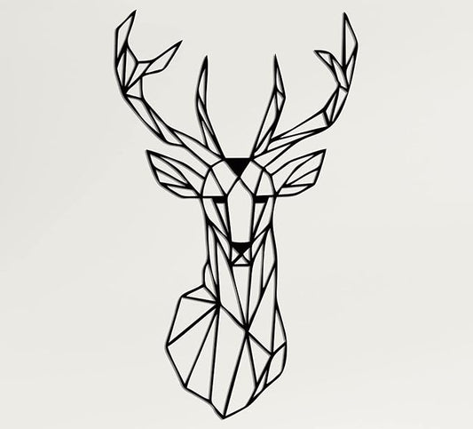 DEKADRON Metal Wall Art - Geometric Deer Head - 3D Wall Silhouette Metal Wall Decor Home Office Decoration Bedroom Living Room Decor Sculpture (18" W x 30" H/46x76cm)