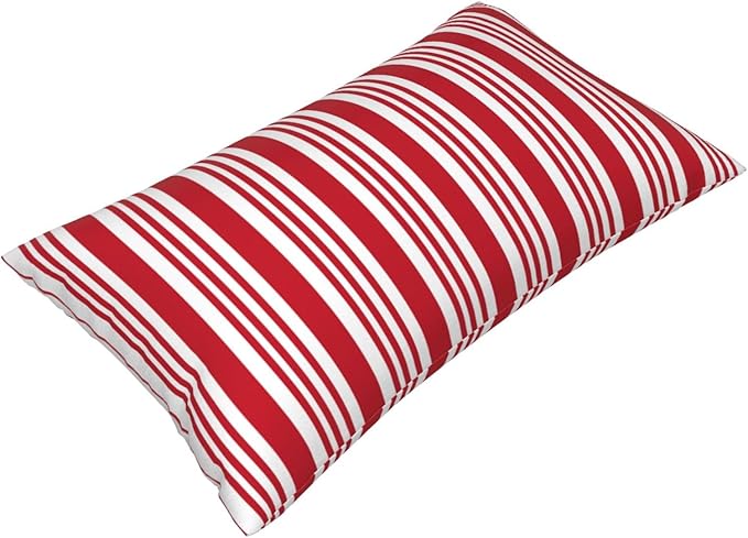 Red and White Striped Lumbar Pillow Covers 12x20 Inch Set of 2 Red Stripes Throw Pillow Cover Lines Texture Pillowcase Cushion Cases for Home Couch Bed Sofa