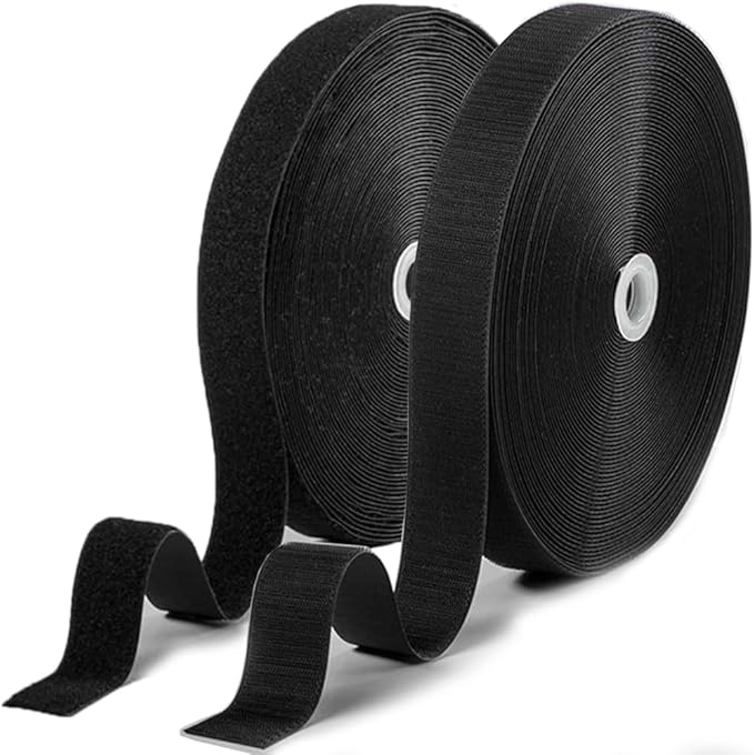 SOURRI 1 Inch x 82 Feet Hook and Loop Tape Sticky Back Fastener Roll, Nylon Self Adhesive Heavy Duty Strips Fastener for Home Office School Car and Crafting Organization