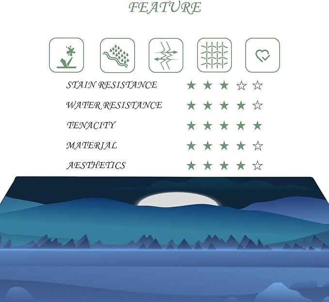 54x70 Inch Nature Rectangular Tablecloth Moon Night Mountain Art Paintings Table Cloth Waterproof Durable Table Cover for Party Picnic Indoor Gaming Room Decor