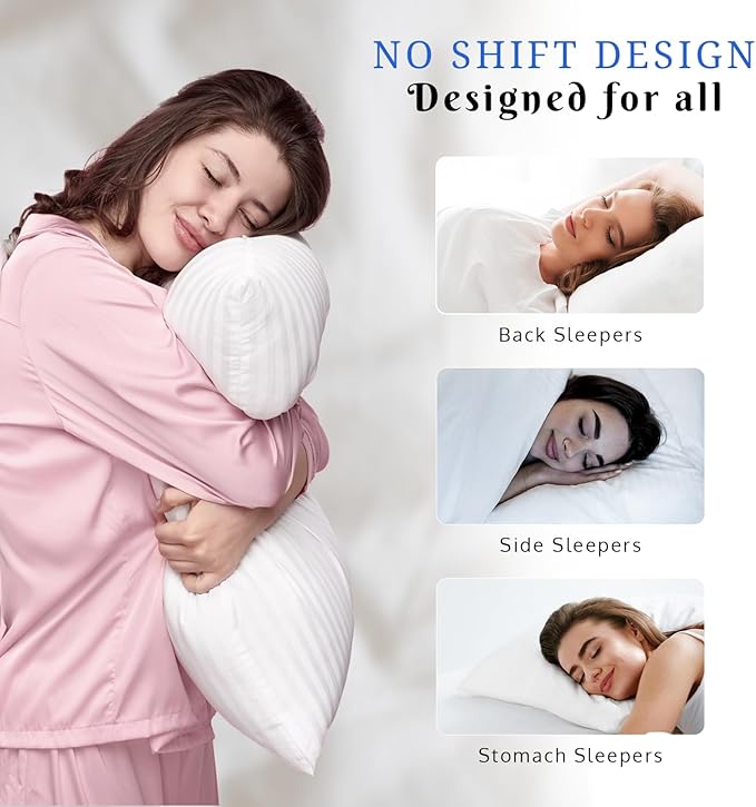 Covers & All Down Alternative Pillows Queen Size Set of 2, Luxury Soft Hotel Pillows for Sleeping, Breathable & Machine Washable, for Side, Back & Stomach Sleepers, 30" L x 20" W