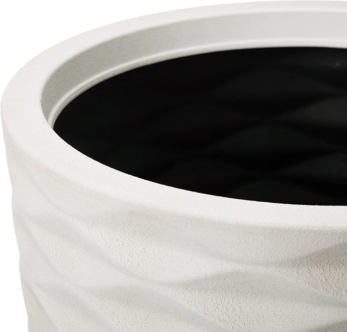 Glitzhome Set of 2 Outdoor Planter Polyresin Modern Decor Large Tall Gardening Containers Flower Pots, White
