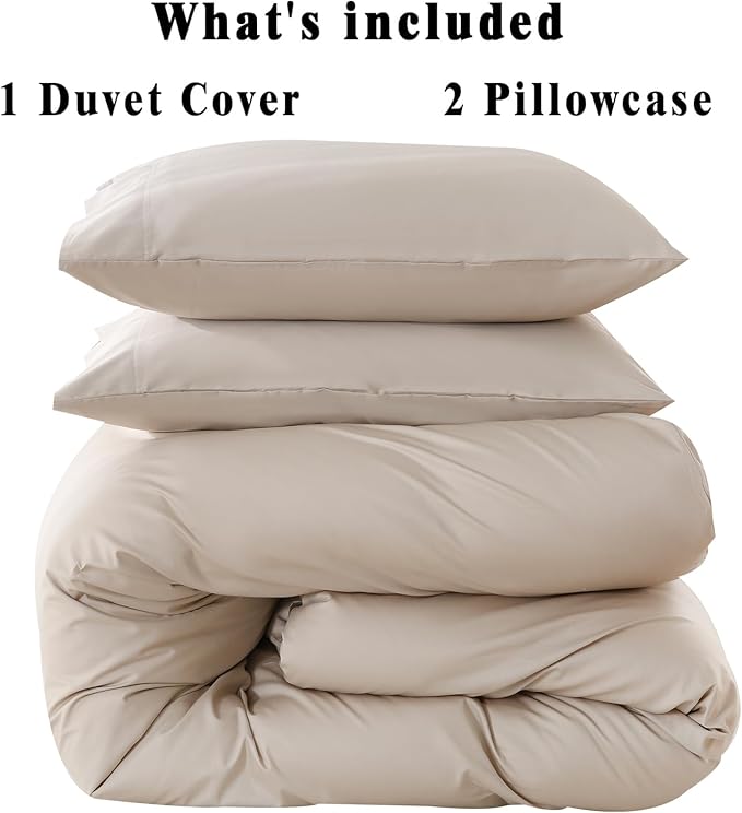 100% Organic Cotton California King Duvet Cover 400 Thread Count Percale 104x98 Inches Sateen Comforter Cover Soft and Breathable Bedding Set 3 Piece（Linen,Cal King）