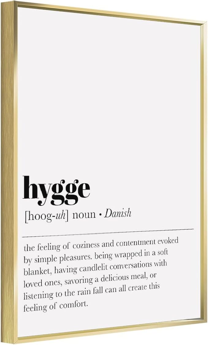 Hygge Definition Print Living Room Decor Zen Wall Art Print Minimalist Poster Home Decor Wall Art Office Decor Modern Aluminum Alloy Frame Aluminum Gold-style 16x24inch(40x60cm)