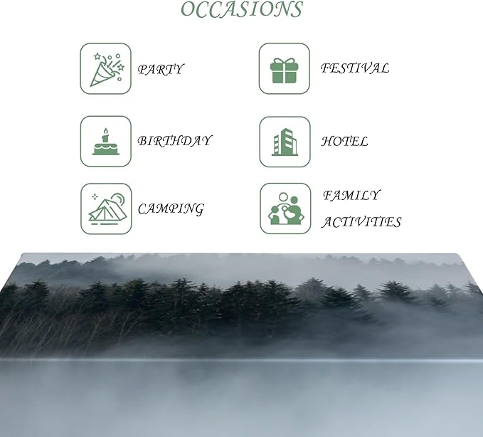 60x102 Inch Nature Rectangular Tablecloth Silence Deep Foggy Mountain Table Cloth Waterproof Durable Table Cover for Holiday Picnic Dinner BBQ Decor