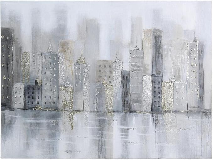 Empire Art Direct Abstract Wall Art Textured Hand Painted Canvas by Martin Edwards, Unframed, 40" x 30", Foggy City
