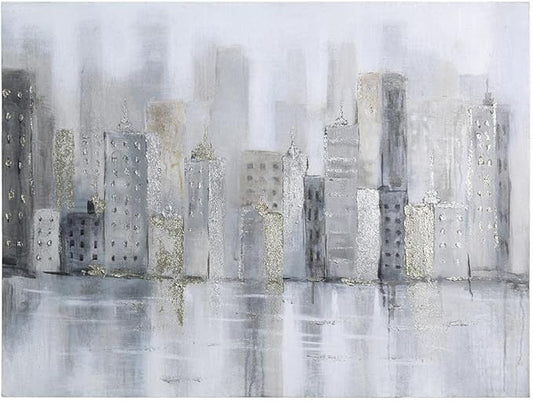 Empire Art Direct Abstract Wall Art Textured Hand Painted Canvas by Martin Edwards, Unframed, 40" x 30", Foggy City