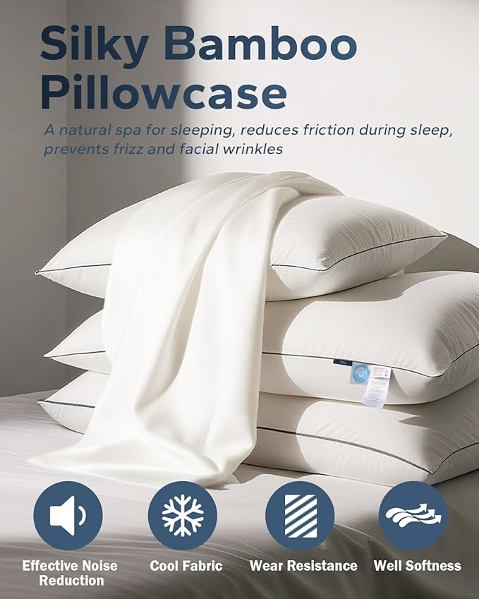 Goose Down Pillow for Sleeping, Hotel Quality 750 Fill Power Queen Size Pillow with Pillowcase - Bed Pillow for Master Bedroom, Support for Back, Side, Stomach Sleepers, 1 Pack, 20x30 Inch
