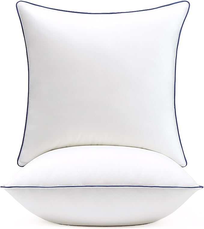puredown® 26x26 Pillow Inserts Set of 2, Overfilled Down Alternative Euro Pillow Inserts with 100% Cotton Cover, Plush Fluffy Decorative Throw Pillows for Couch, Sofa, Bed and Home Decor