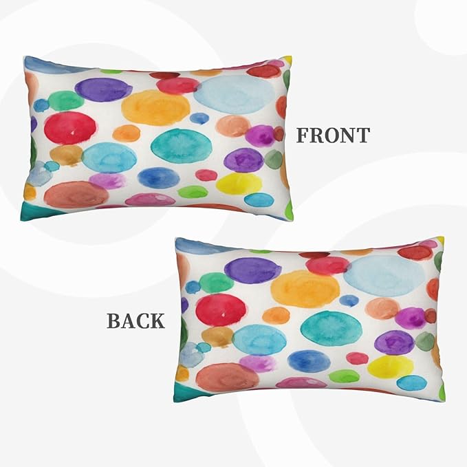 Colorful Polka Dot Lumbar Pillow Covers 12x20 Inch Set of 2 Rainbow Colorful Circles Throw Pillow Cover Watercolor Circles Pillowcase Cushion Cases for Home Couch Bed Sofa
