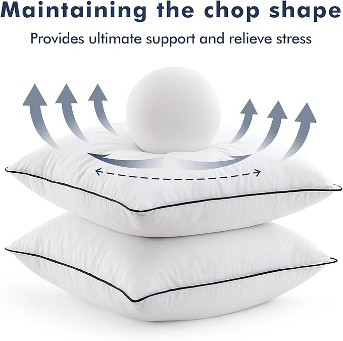 MIULEE Goose Feather Down 22x22 Pillow Insert Set of 2 with 100% Down-Proof Cotton Cover, Soft Fluffy Decorative Pillow for Sofa Bed Couch Living Room White