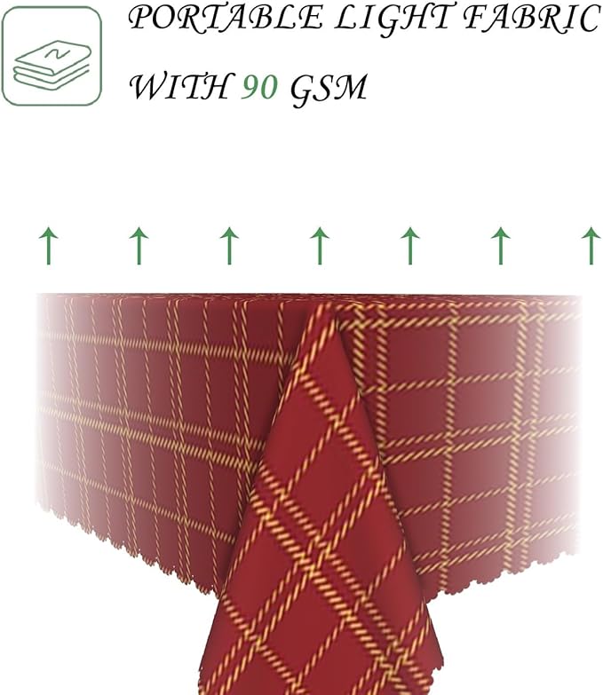 60x84 Inch Christmas Plaid Rectangle Tablecloth Vintage Tartan Dark Red Table Cloth Washable Durable Table Cover for Kitchen Dining Banquet Ugly Christmas Sweater Party Decor