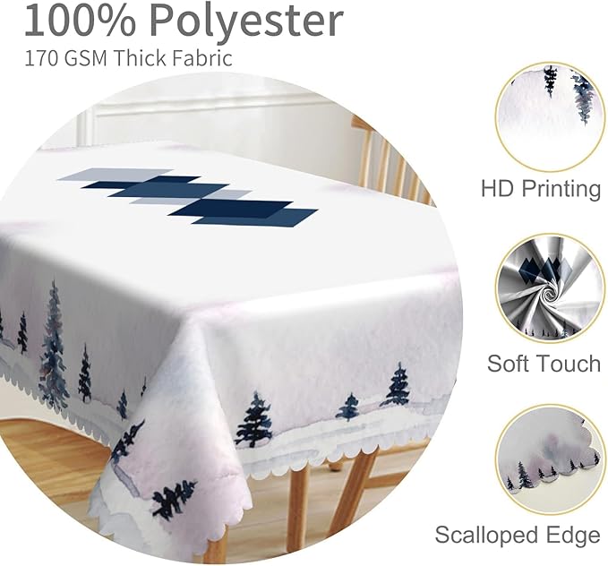 52x70inches Modern Rectangle Tablecloth Abstract Geometric Pattern Minimalist Wind Table Cloth Washable Polyester Table Cover Protector for Dining Room Home Kitchen Patio Picnic Party Use