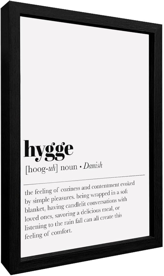 Hygge Definition Print Living Room Decor Zen Wall Art Print Minimalist Poster Home Decor Wall Art Office Decor Modern Aluminum Alloy Frame Wood Black-style 12x16inch(30x40cm)