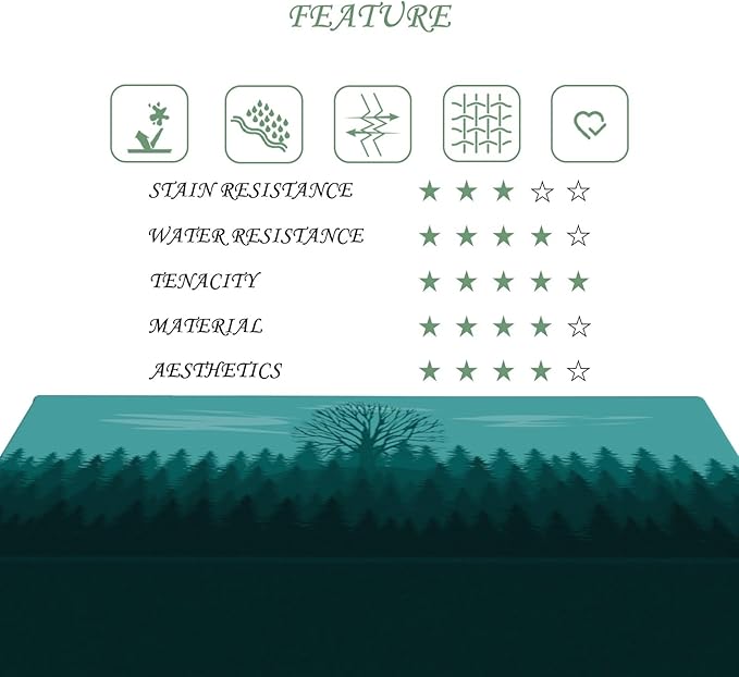 54x78 Inch Nature Rectangular Tablecloth Illustrated Forest Table Cloth Waterproof Durable Table Cover for Picnic Indoor Gaming Room Decor