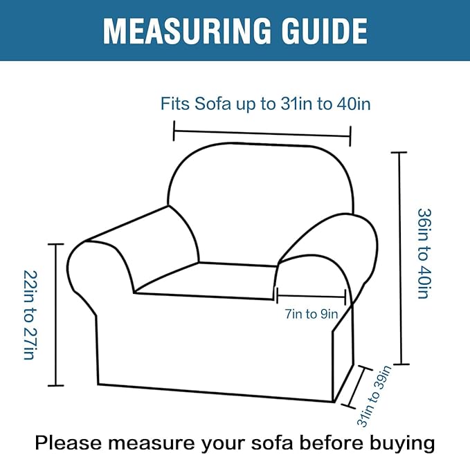 H.VERSAILTEX Stretch Chair Slipcover Sofa Cover Furniture Protector Cover High Spandex Small Checks Knitted Jacquard Sofa Cover Chair Covers for Living Room (Armchair 31"-40", Grey)