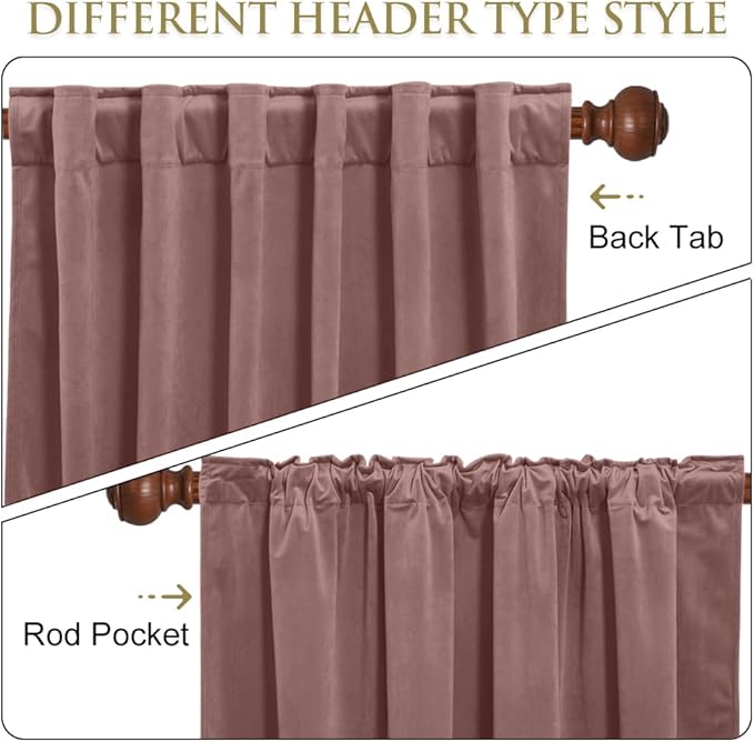 StangH Velvet Curtains 132 inches Long, Wild Rose Room Darkening Insulated Drapes for Living Dining Room, Elegant Curtain Panels for Vibrant & Chic Interiors, W52 x L132, 2 Panels