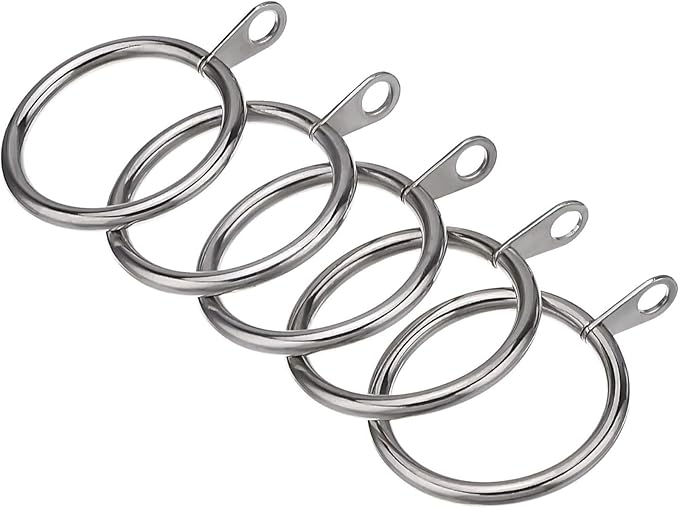 40 Pack Metal Drapery Curtain Rod Rings with Eyelets Internal Diameter 0.98in Fits up to 0.7in Rod Hanging Drape Sliding Eyelet Sliver Rings for Window Door Shower Bathroom