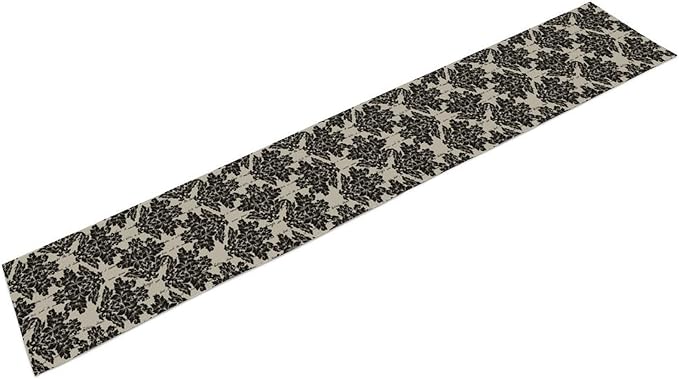 Black Damascus Royal Flowers Table Runner Vintage Classic Flower Table Runner for Kitchen Dining Party Decor 13x108in