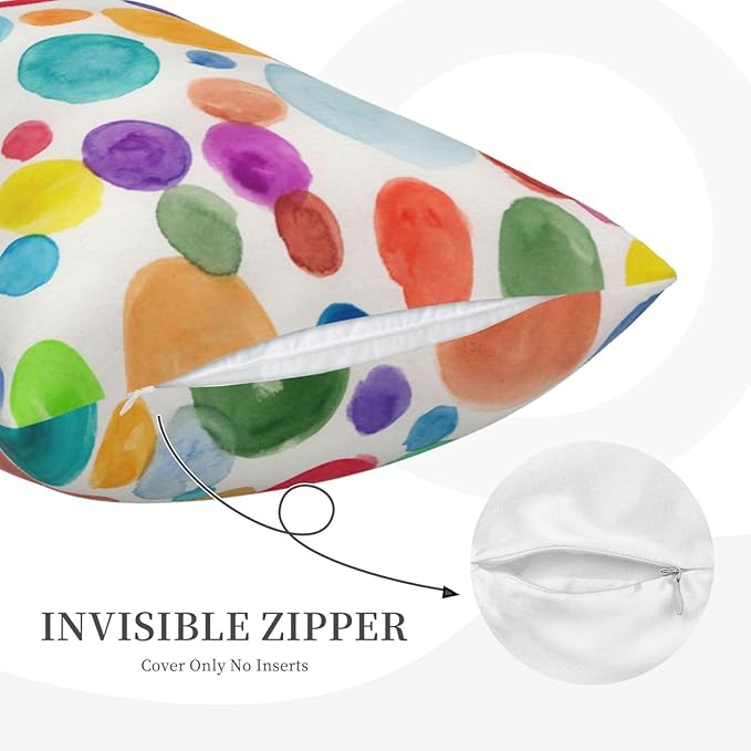 Colorful Polka Dot Lumbar Pillow Covers 12x20 Inch Set of 2 Rainbow Colorful Circles Throw Pillow Cover Watercolor Circles Pillowcase Cushion Cases for Home Couch Bed Sofa