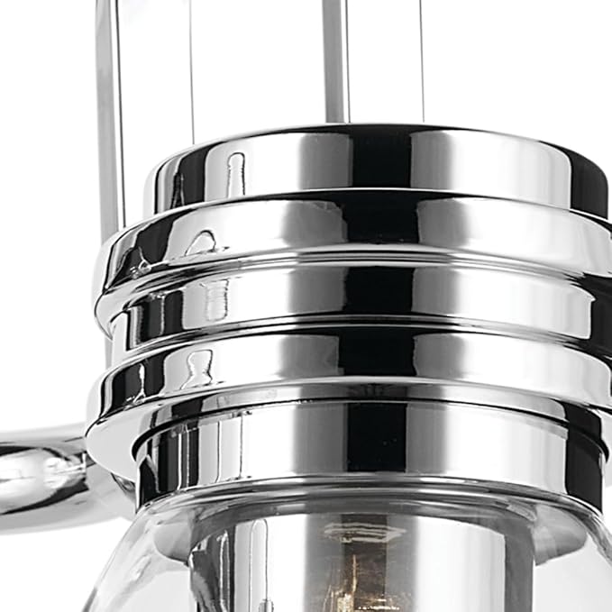 Kichler Farum 19.25" 2-Light Vanity Light with Clear Glass in Chrome, for Vanity, Jack & Jill Layout, Over a Mirror, (19.25" W x 9.5" H), 55154CHCLR