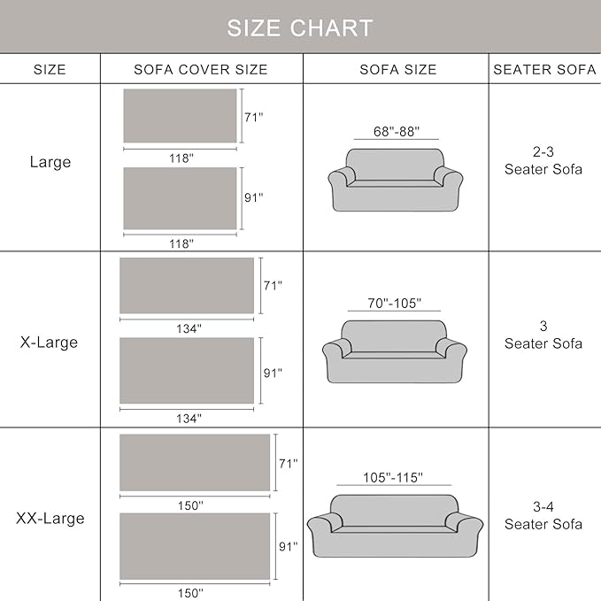 ROOMLIFE Grey Boho Stripped Couch Cover, Modern Abstract Couch Covers for 3 Cushion Couch Sofa Pet Friendly, Large Chenille Sofa Cover for Sectional Sofa Washable Dog Couch Cover Protector 71"*134"