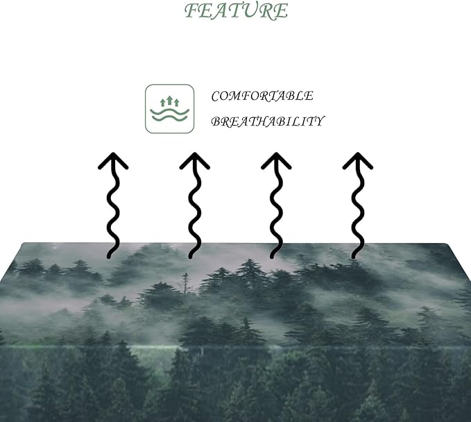 70x90 Inch Nature Rectangular Tablecloth Mystic Mountain Pine Tree Table Cloth Waterproof Durable Table Cover for Holiday Picnic Dinner BBQ Decor