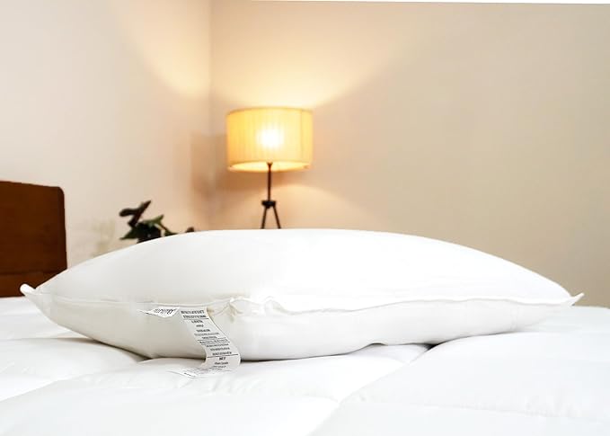 White Duck Down & Feather Pillow - Pillows with Soft-Medium Support for Side & Back Sleepers Queen Size