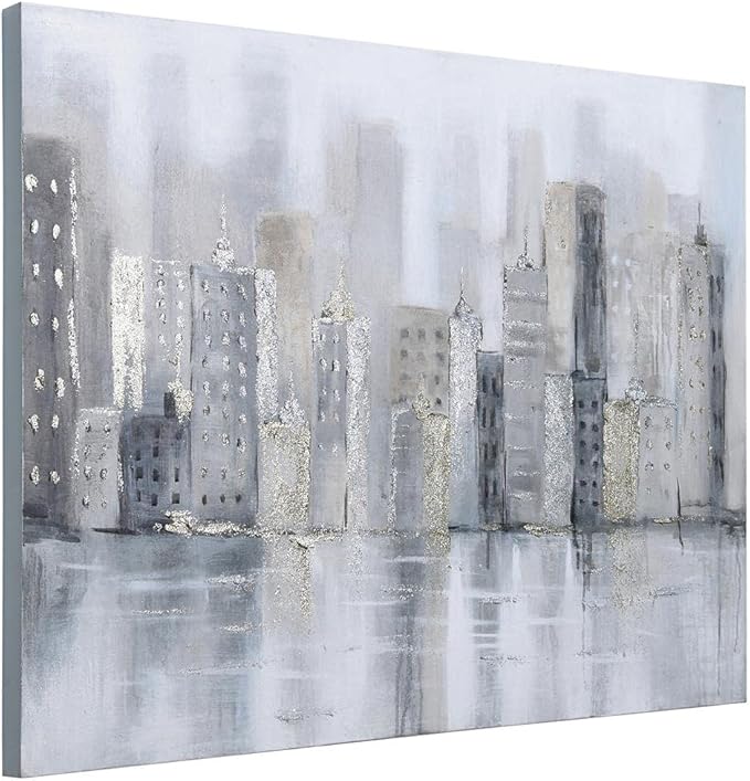 Empire Art Direct Abstract Wall Art Textured Hand Painted Canvas by Martin Edwards, Unframed, 40" x 30", Foggy City
