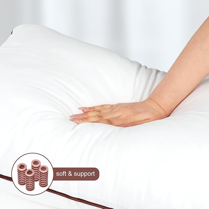 Luxury Comfort Set of 4 Queen Size Bed Pillows - Hypoallergenic Polyester Microfiber Material - Premium Sleep Support for Side, Back, and Stomach Sleepers - 18 x 28 inches, 45 cm x 70 cm