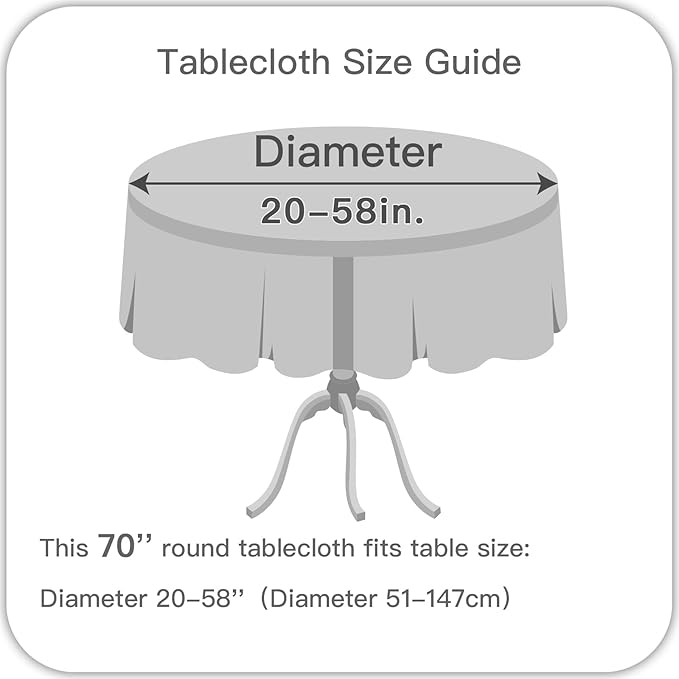 maxmill Round Weaved Texture Design Tablecloth Spill-Proof Wrinkle Free Soft Washable Table Cloth for Circular Table Cover, for Dining Room Buffet Banquet Parties Holiday Dinner, 70 Inch Beige
