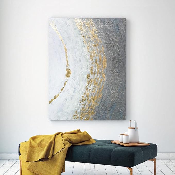 Empire Art Direct Abstract Wall Art Textured Hand Painted Canvas by Martin Edwards, Unframed, 40" x 30", Golden Tundra