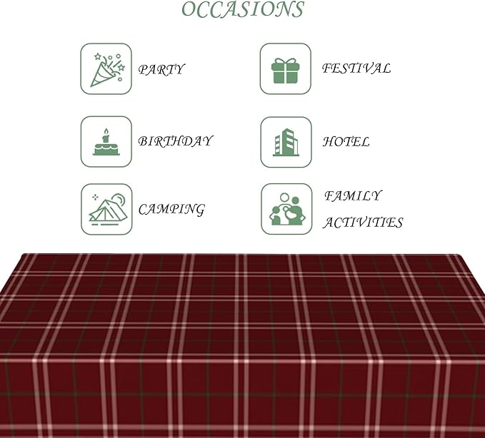 54x108 Inch Christmas Theme Rectangle Tablecloth Geometric Checkered Crimson Table Cloth Washable Durable Table Cover for Kitchen Dining Banquet Ugly Christmas Sweater Party Decor