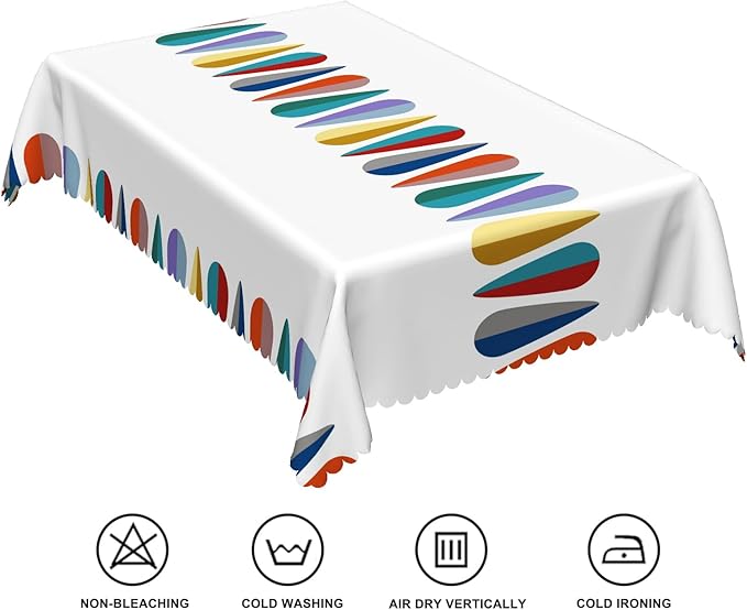 70x120inches Rectangle Tablecloth Mid Century Modern 1950S Abstract 1960S Colors Fashion Fifties Table Cloth Stain Resistant Waterproof Table Cover for Outdoor Party Picnic Kitchen Home Decor