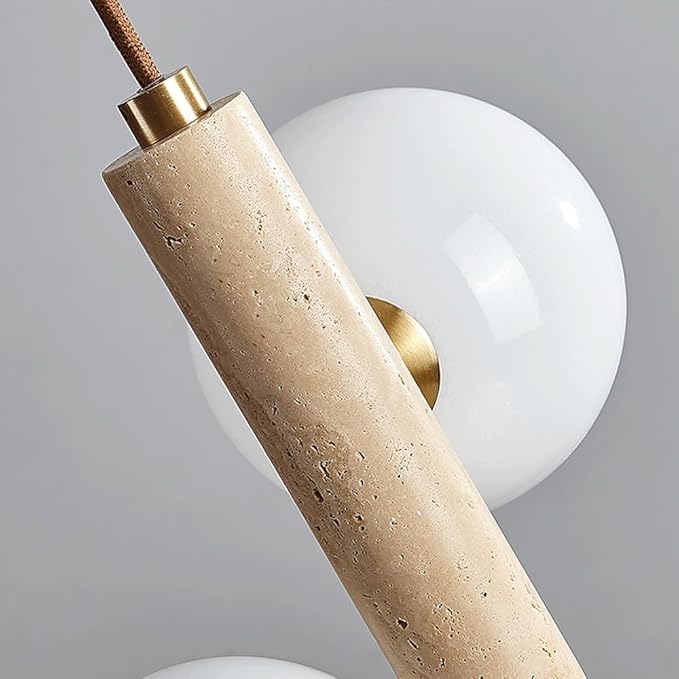 Modern Natural Yellow Cave Stone Pendant with Glass Shade Linear Chandelier, Modern Minimalist 2/3 Light, Suitable for Dining Room, Balcony, Corridor Lighting Stone Lamps