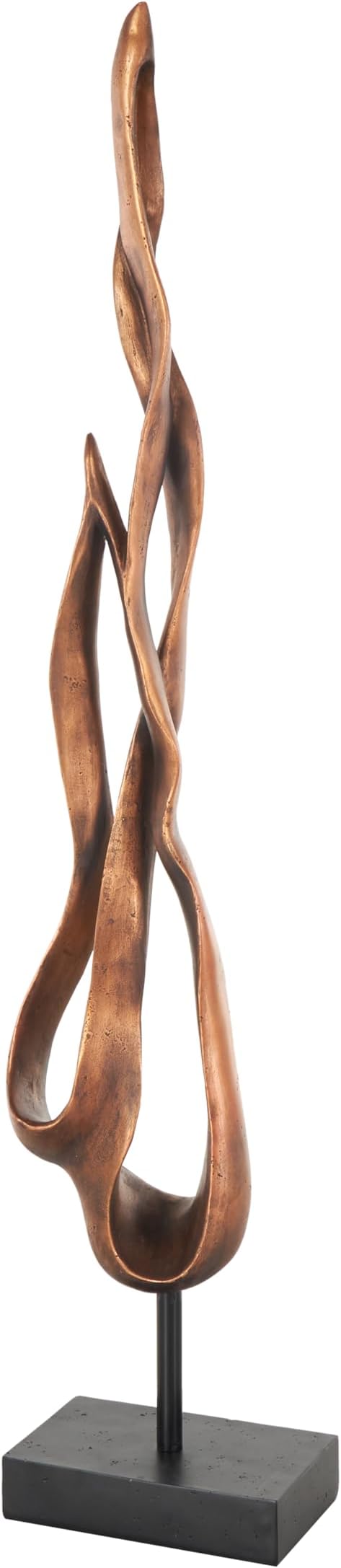 Deco 79 Polystone Abstract Decorative Sculpture Abstract Home Decor Statue with Rectangle Black Base, Accent Figurine 6" x 4" x 32", Bronze