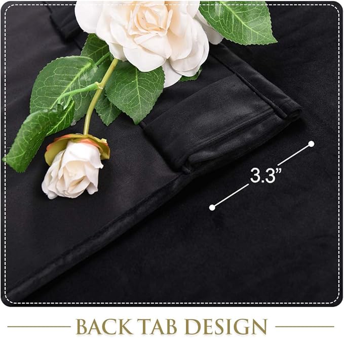 StangH 62 inches Wide Black Velvet Curtains for Sliding Door Light Blocking Thermal Insulated Drapes Back Tab Heavy Thick Home Decor for Theater/Bedroom/Dining Room, W62 x L84, 2 Panels